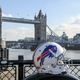 A Buffalo Bills helmet enjoys the view of Tower Bridge as the team visits London this week. (Photo: Buffalo Bills)